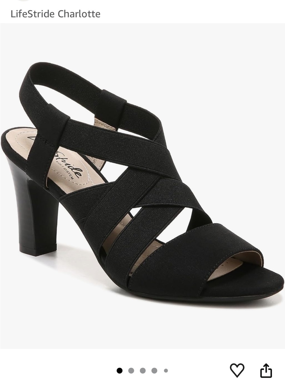 Life Stride Charlotte Black Strappy Mid Heel Sandal